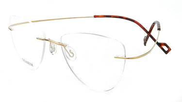 Women Cristal Eyeglasses: Shaq - Gold Transparent - SpaceSMART Eye Clinic (Diagonal View)